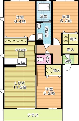 ヴィレッタ 101号室 間取り