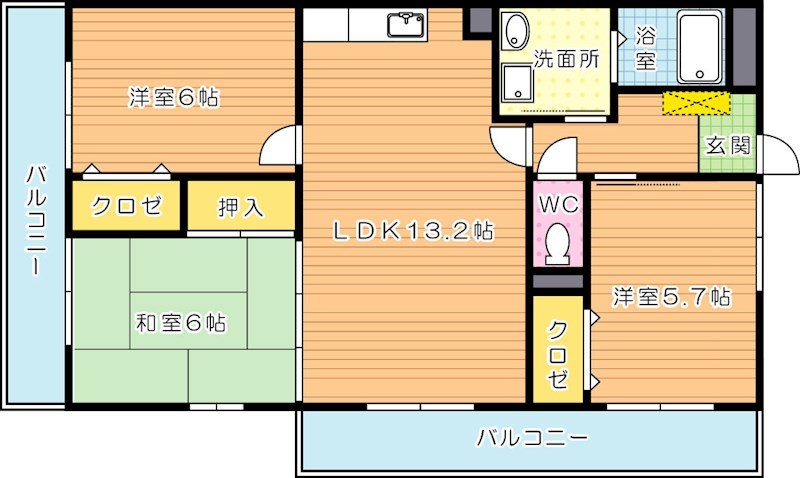 珪州館Ⅱ 407号室 間取り