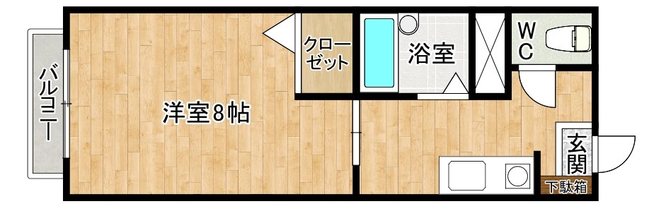 シャトーＫ安部山Ａ棟 102号室 間取り