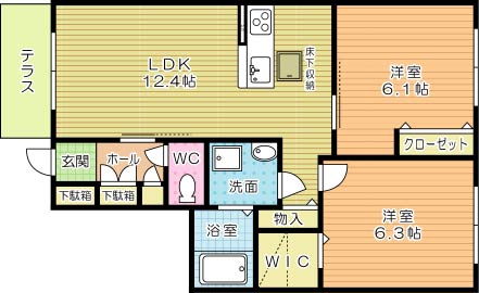アトリエール 102号室 間取り