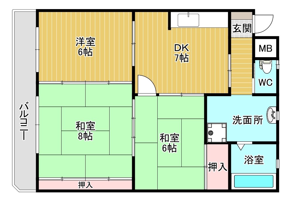 イエローマンション小倉 702号室 間取り