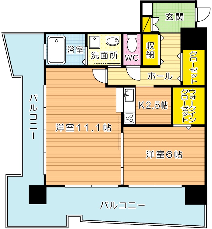 サンシャインプリンセス北九州 1402号室 間取り