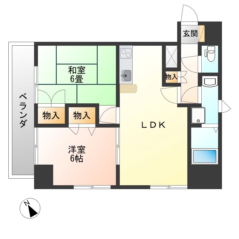 アーバンシェルB館 403号室 間取り