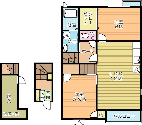 エスポワール高野　Ｂ棟 203号室 間取り