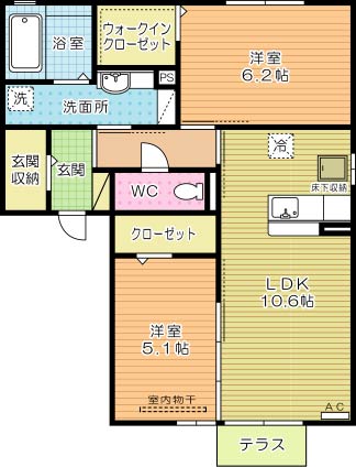 コープアールエム　Ⅱ棟 105号室 間取り