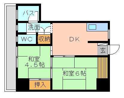 富田ハイツ 505号室 間取り