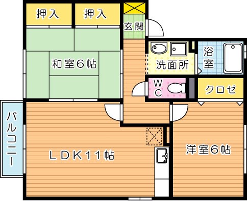 サウスヴィラ　Ｂ棟 B202号室 間取り