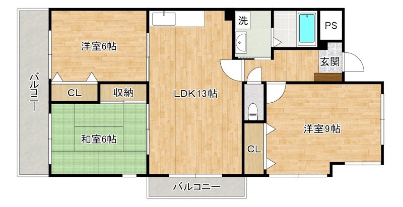 フルーレ嵐山 301号室 間取り