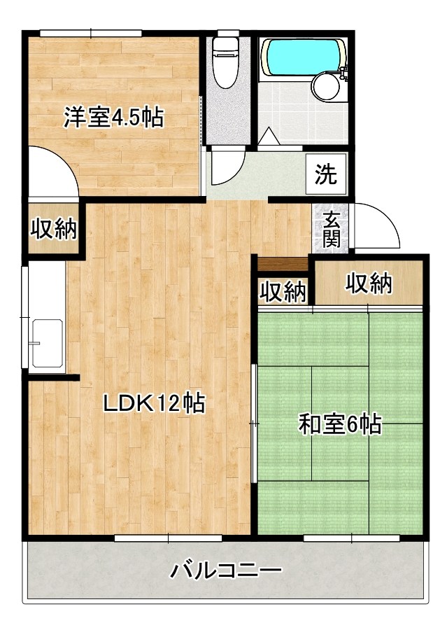 セジュール守恒　Ｂ棟 202号室 間取り