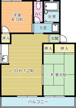 セジュール守恒　Ｂ棟 202号室 間取り