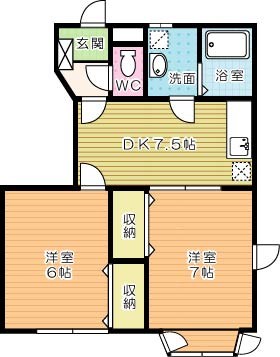 クレストール中曽根東Ｂ棟 101号室 間取り