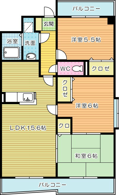 セントラル守恒 602号室 間取り