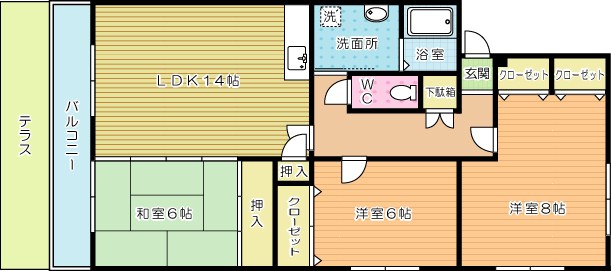 エルスール湯川参番館 301号室 間取り