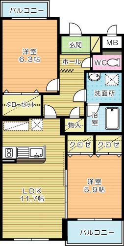 ブランルージュ桜 301号室 間取り