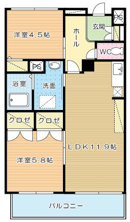 REZIA小倉 1103号室 間取り