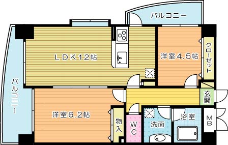 ラフィーネ小倉 1001号室 間取り