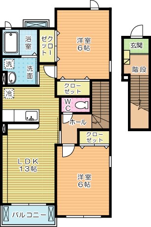 プリムローズＦⅡ 201号室 間取り