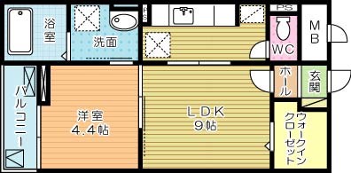 リッジクレスト 102号室 間取り