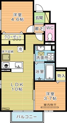 シーズンさくら 106号室 間取り