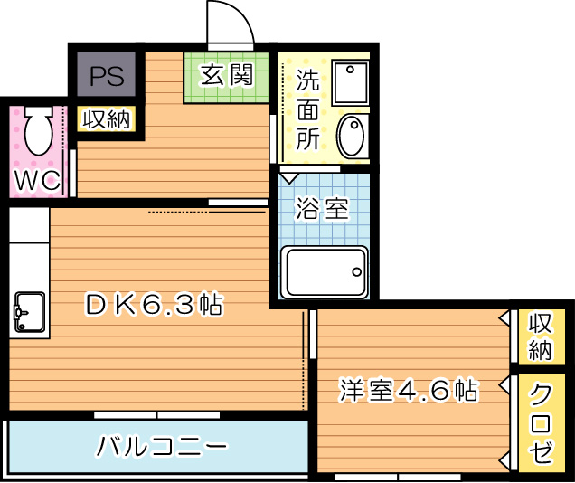 ロアーブル五番館 302号室 間取り