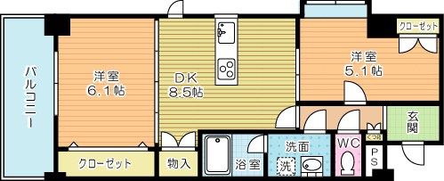アヴィニールグランデ金田 308号室 間取り