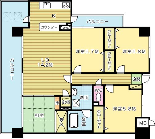 ニューガイア四季彩の丘　Ｃ棟 201号室 間取り