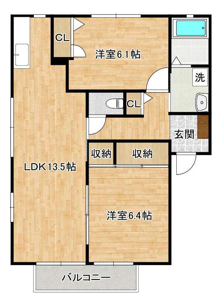 リヴアヴェニール　Ａ棟 201号室 間取り