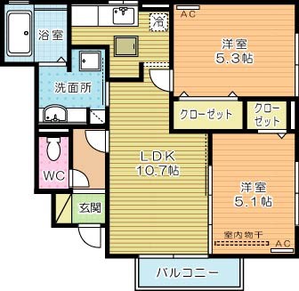 リバーパーク徳吉東Ａ棟 102号室 間取り