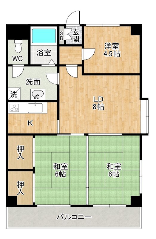 クレベール千防 306号室 間取り