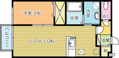 スクールサイド若藤 202号室 間取り