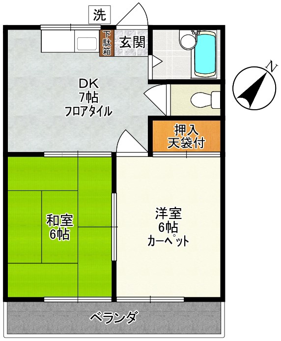 ハイツヤマグチB 202号室 間取り