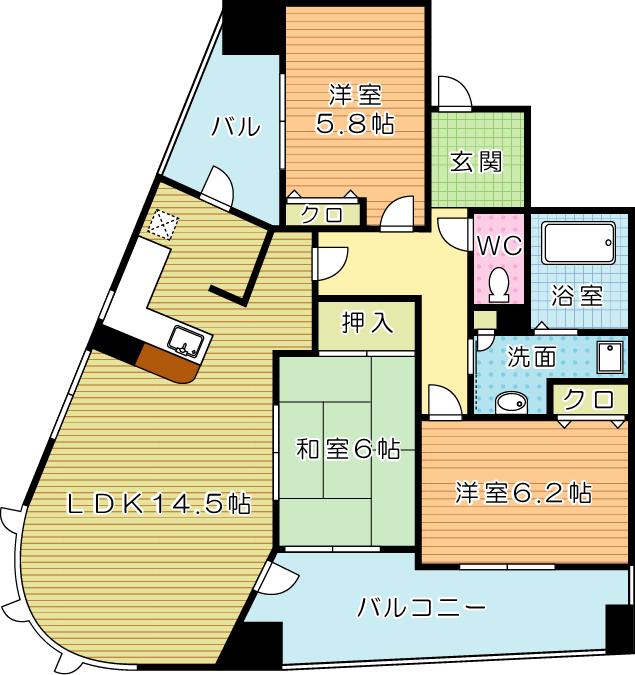 グランドパレスエクセラン足立 401号室 間取り