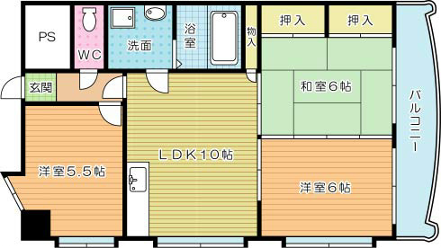 ニューエバーグリーン小倉 505号室 間取り