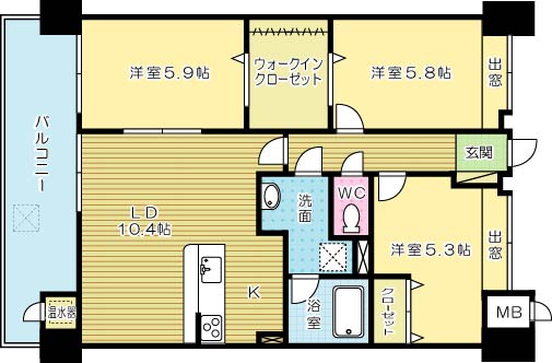 ニューガイア四季彩の丘　Ｃ棟 703号室 間取り