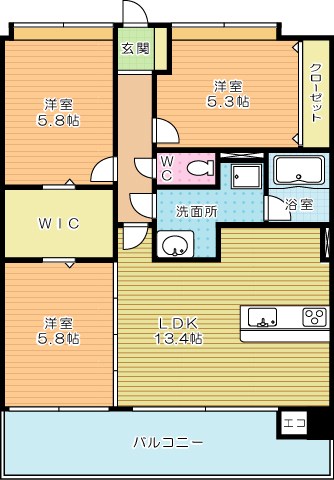 ニューガイア四季彩の丘　Ｃ棟 703号室 間取り