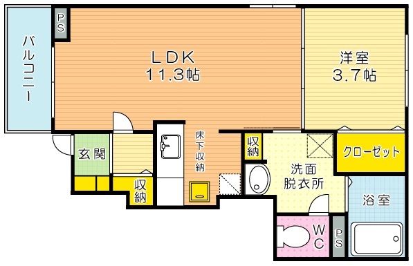 ユニゾン奥田 101号室 間取り