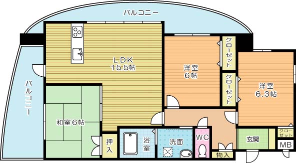 サンシャイン真鶴リバーサイド  801号室 間取り