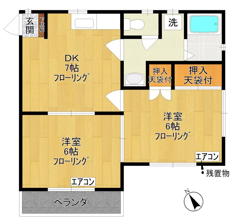 ハイツリュウB棟 101号室 間取り
