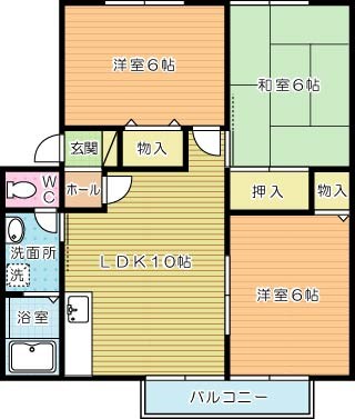 サンビレッジ葛原Ⅱ　Ｃ棟 101号室 間取り