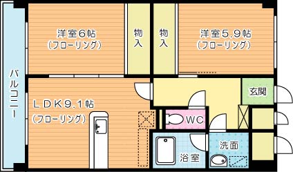 フィオレンティーナ 405号室 間取り