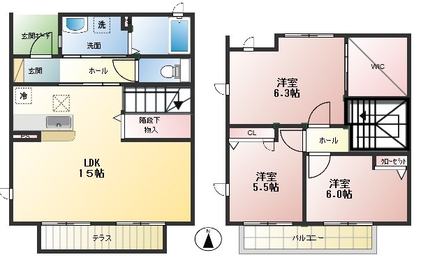 ウエストコート 101号室 間取り