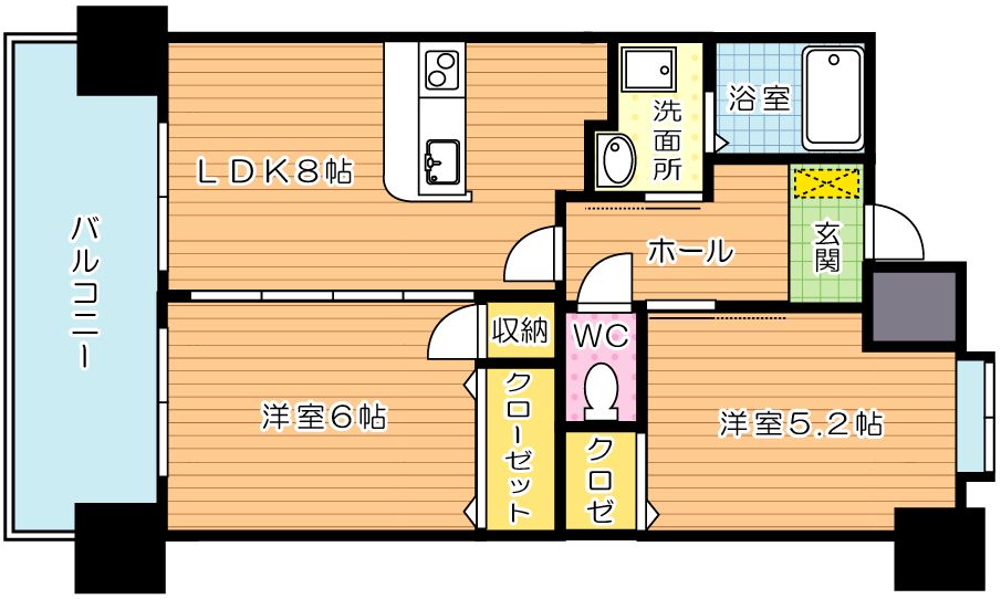アースコートＹ&rsquo;ｓシティ香春口 1102号室 間取り