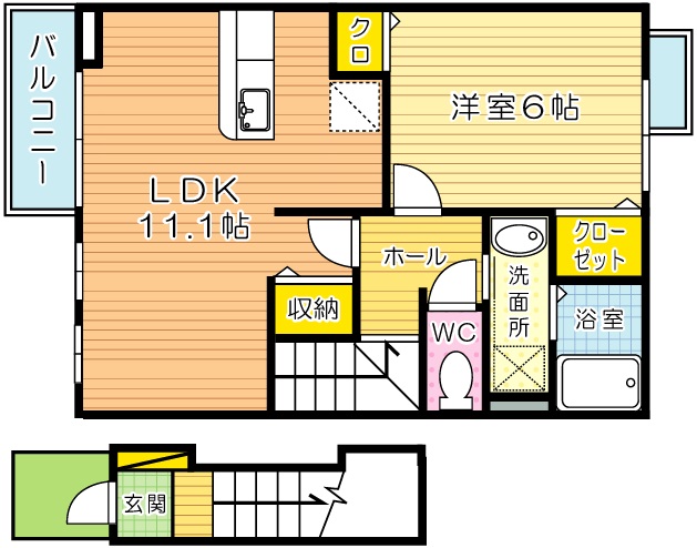 ユニゾン奥田 202号室 間取り