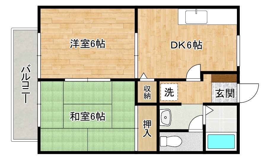 サンハイツ守恒 203号室 間取り