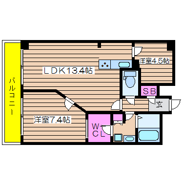 大阪府大阪市中央区瓦町１丁目 間取り