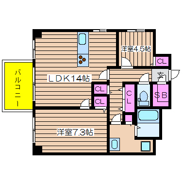 大阪府大阪市中央区瓦町１丁目 間取り