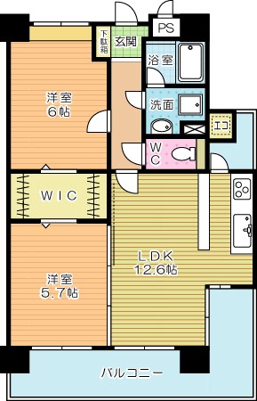 ニューガイア四季彩の丘　Ｂ棟 514号室 間取り