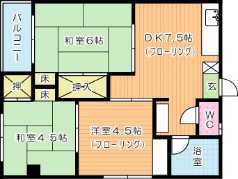 葛原グランドハイム 302号室 間取り