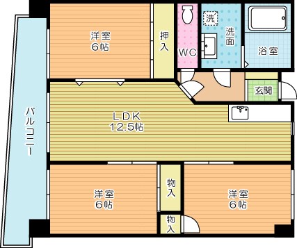 ハーベスト守恒 402号室 間取り