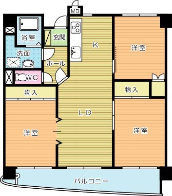 ハーベスト守恒 402号室 間取り